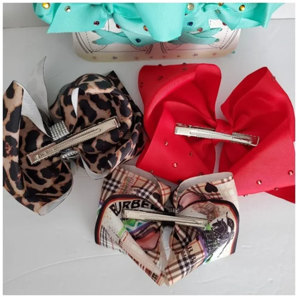 Bundle 3 Large Alligator Clip Hair Bows and 1 Shoe Lace & Bow Set NWT